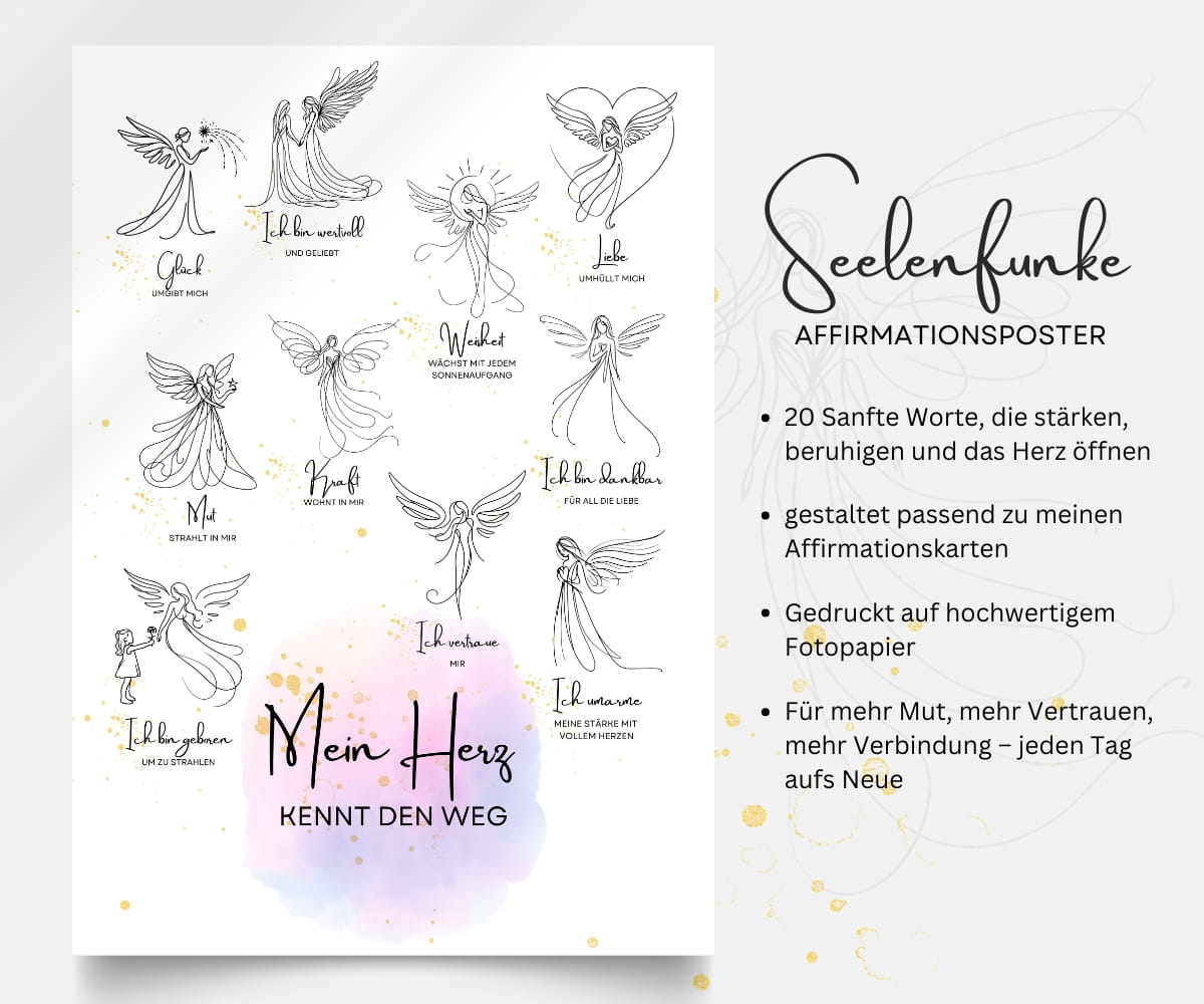 Seelenfunke Affirmationsposter – Lichtvolle Worte für Herz & Seele, 2-teiliges Set in A4 / A3 – Bild 2