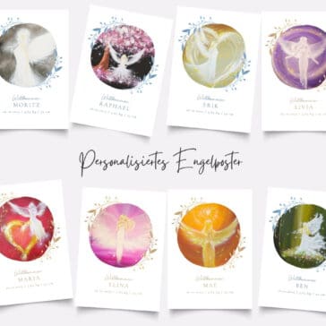 Schutzengelbild personalisierbar zur Geburt - Zarte Schutzengel für dein Kind