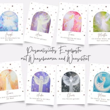 Schutzengel Poster personalisierbar - Zarte Engel Bilder mit Wunschname & Wunschtext