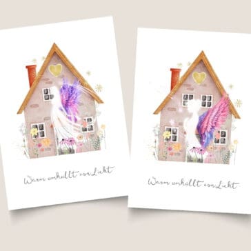 Warm umhüllt von Licht Engelbild- Personalisierbares Bild für dein Zuhause