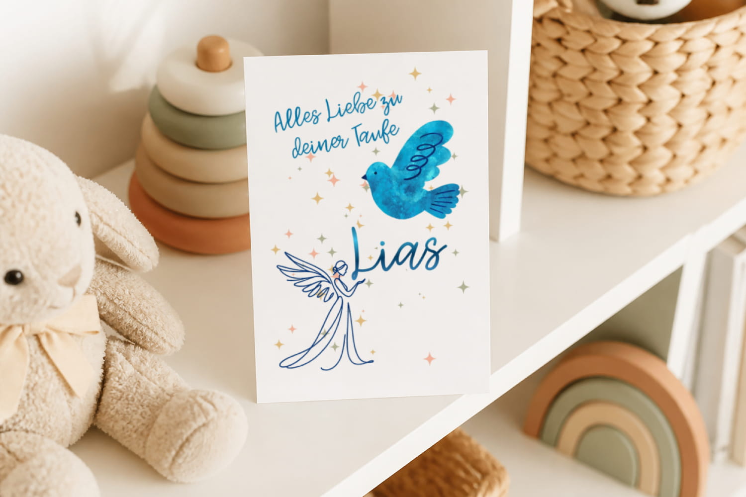 Taufkarte Engel Karte mit Taube - Alles Liebe zu deiner Taufe – Bild 4