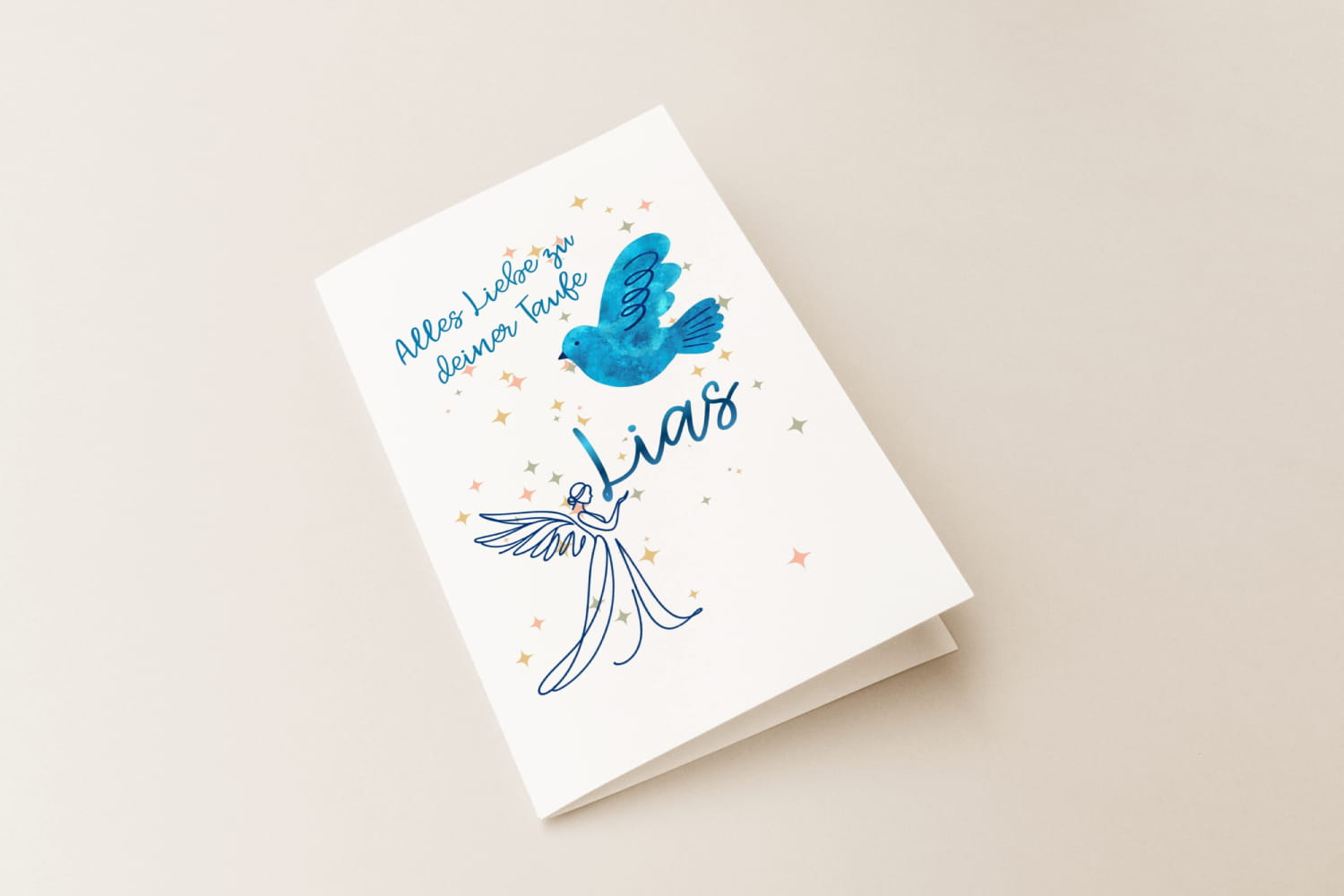 Taufkarte Engel Karte mit Taube - Alles Liebe zu deiner Taufe – Bild 6