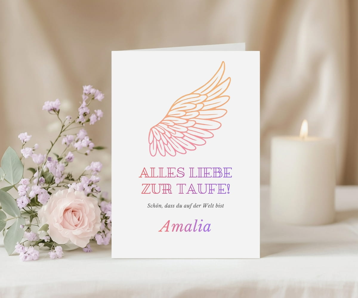 Alles Gute zur Taufe Engel Karte - Taufkarte mit Engelsflügel – Bild 4