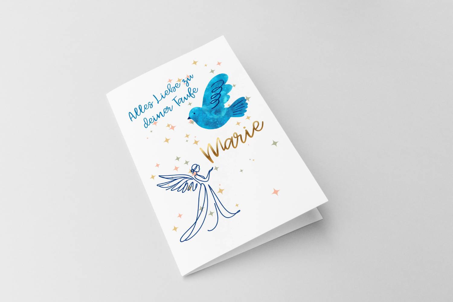 Taufkarte Engel Karte mit Taube - Alles Liebe zu deiner Taufe – Bild 7