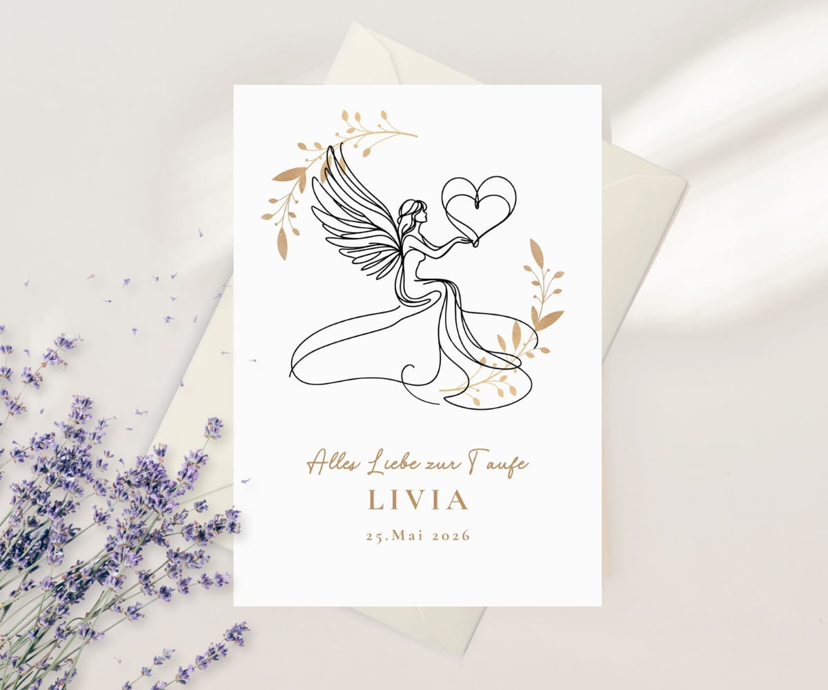 Personalisierte Engel Karte zur Taufe mit Wunschname & Datum – Bild 6
