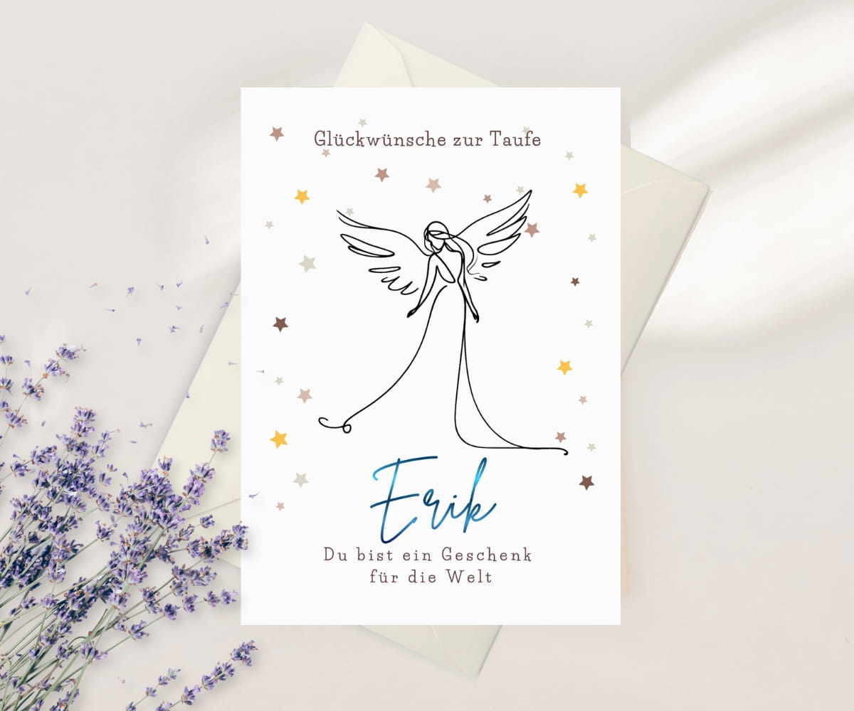 Glückwünsche zur Taufe Engel Karte - Du bist ein Geschenk für die Welt – Bild 3