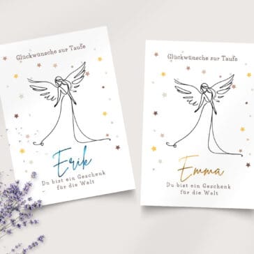 GlĂĽckwĂĽnsche zur Taufe Engel Karte - Du bist ein Geschenk fĂĽr die Welt