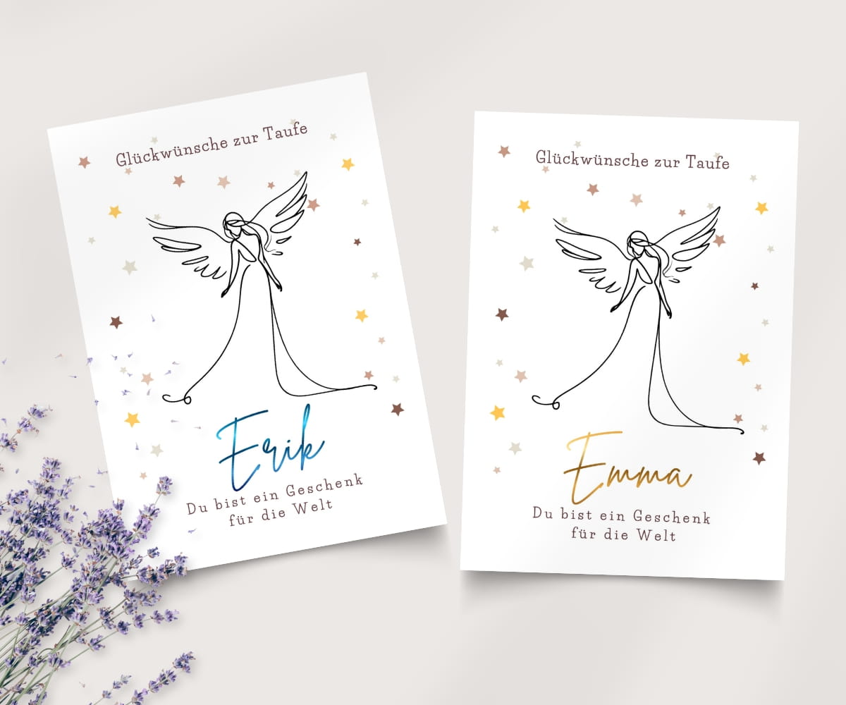 Glückwünsche zur Taufe Engel Karte - Du bist ein Geschenk für die Welt