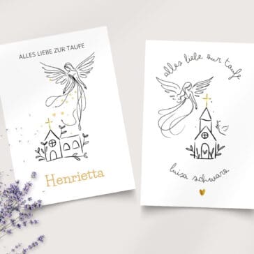 Alles Liebe zur Taufe Engel Karte - Erinnerungskarte, Taufkarte