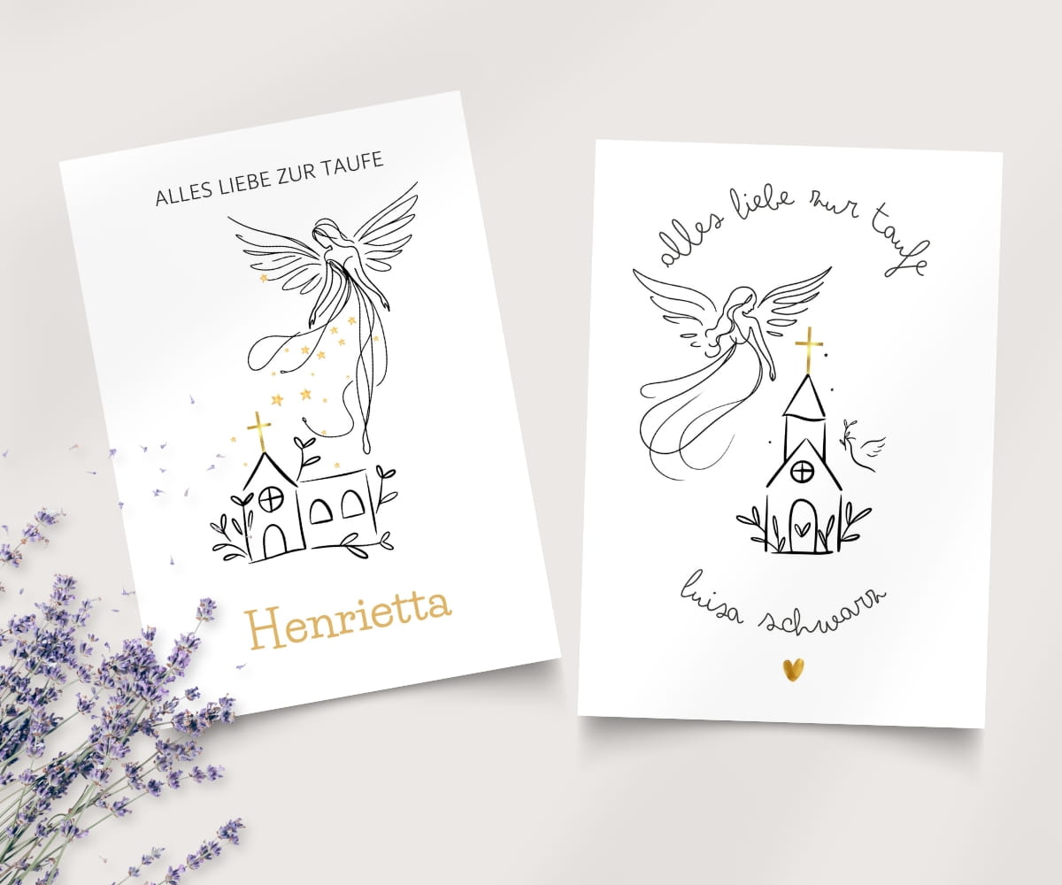Alles Liebe zur Taufe Engel Karte - Erinnerungskarte, Taufkarte
