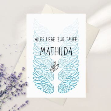 Alles Liebe zur Taufe Engel Karte - Engelkarte, Taufkarte mit EngelsflĂĽgeln