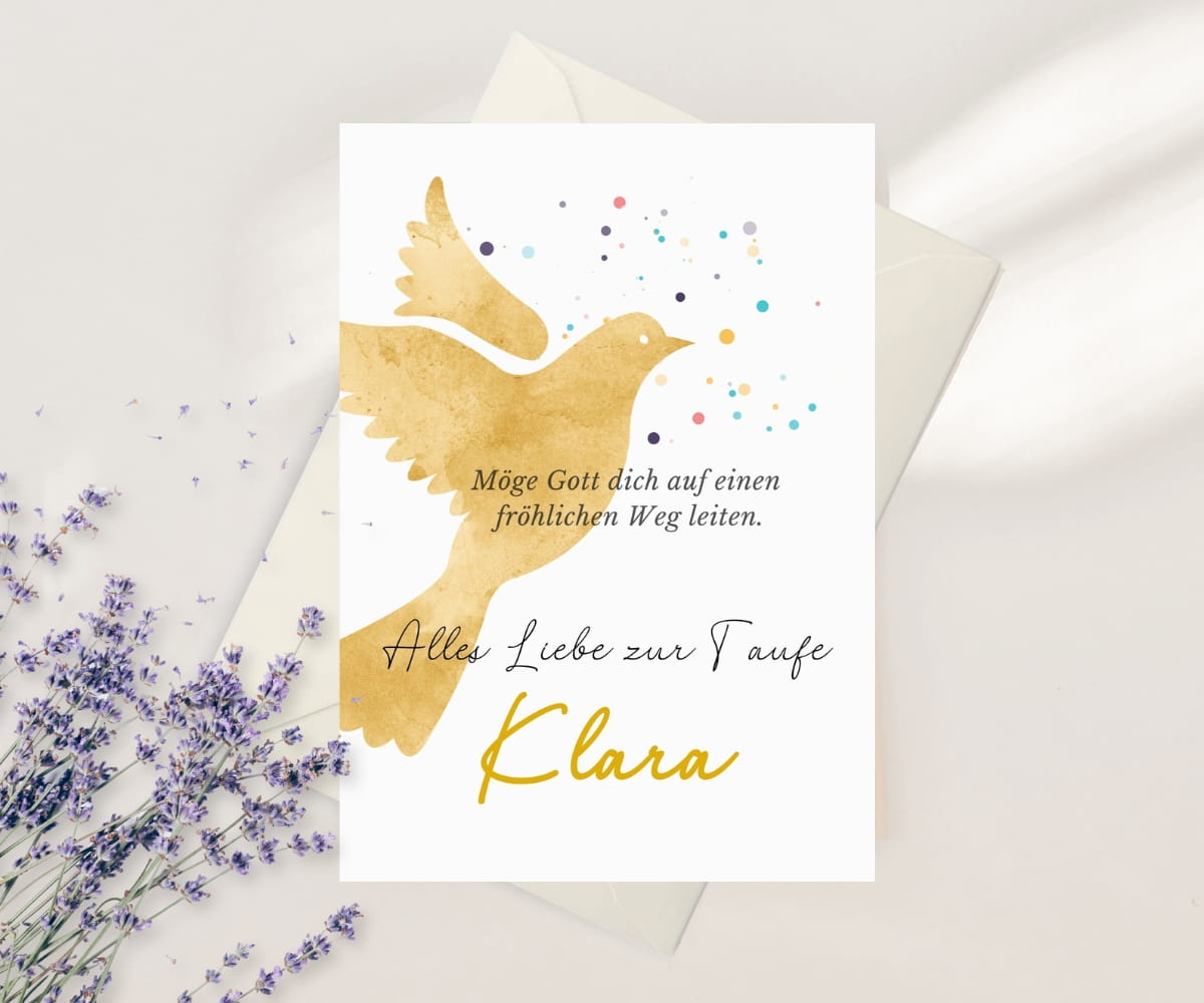 Alles Liebe zur Taufe Karte - liebevolle Taufkarte mit Taube – Bild 3