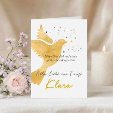 Alles Liebe zur Taufe Karte - liebevolle Taufkarte mit Taube