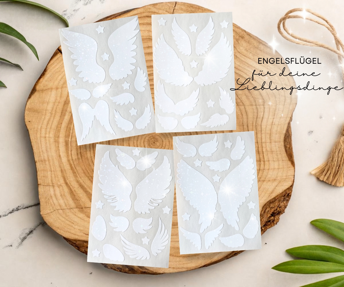 Engelsflügel Sticker in weiß mit zartem Schimmer – Bild 4